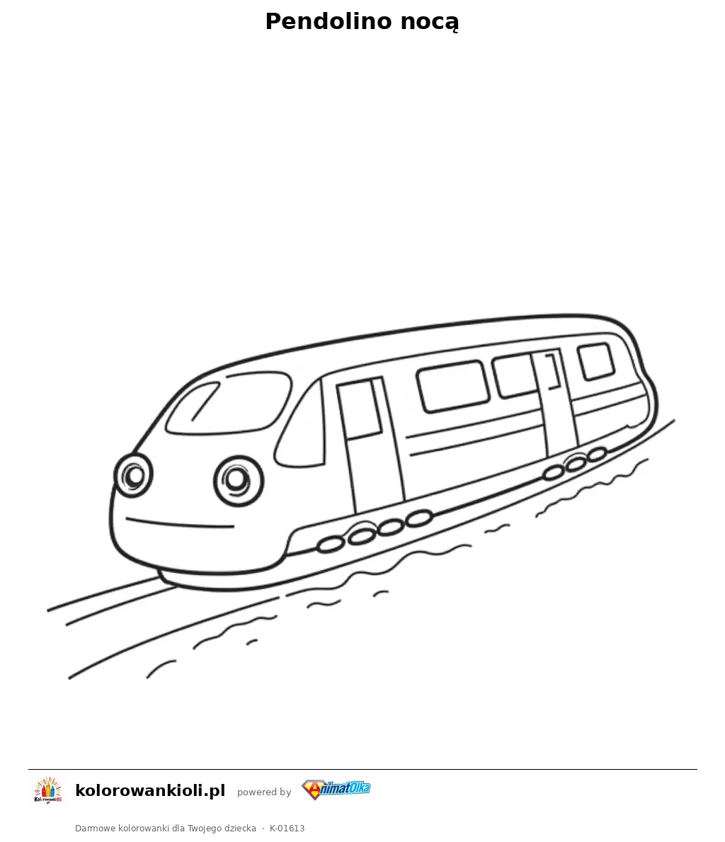 Pendolino nocą — kolorowanka do wydruku dla dzieci