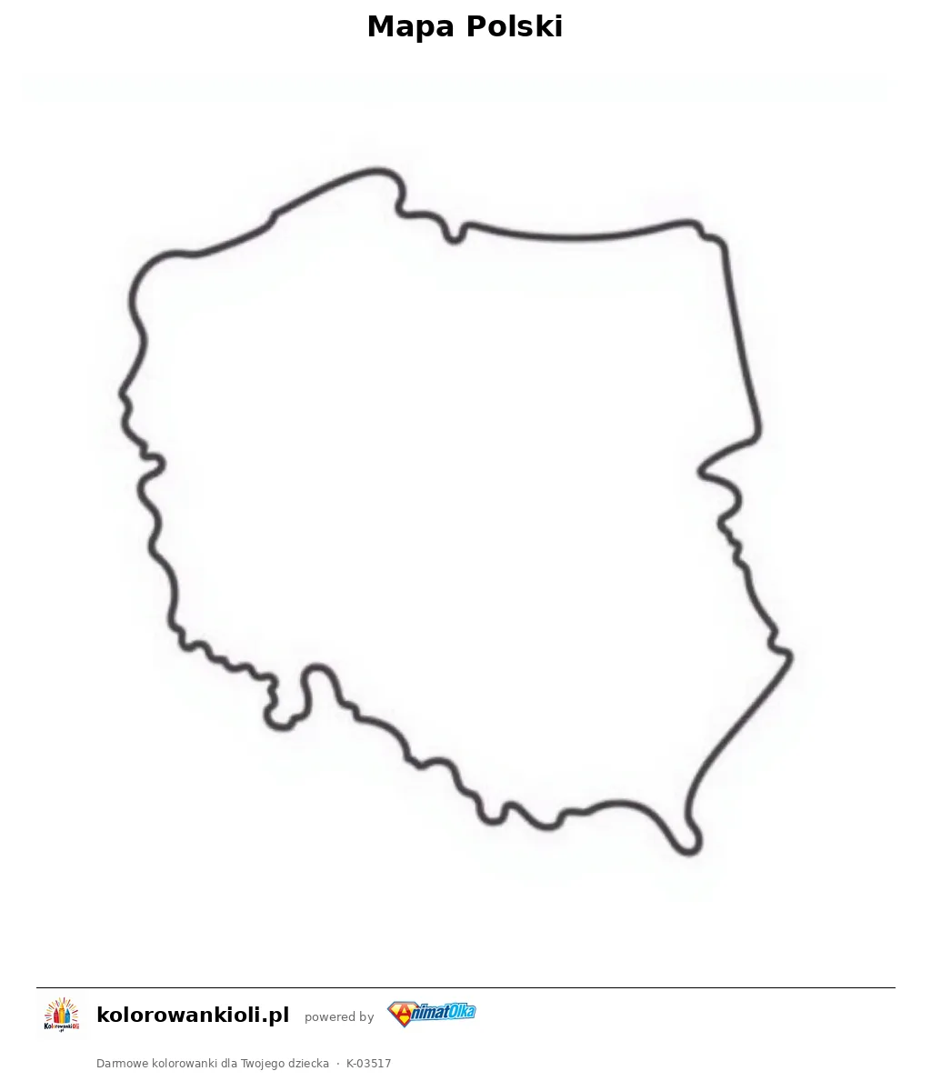 Mapa Polski — kolorowanka do wydruku dla dzieci