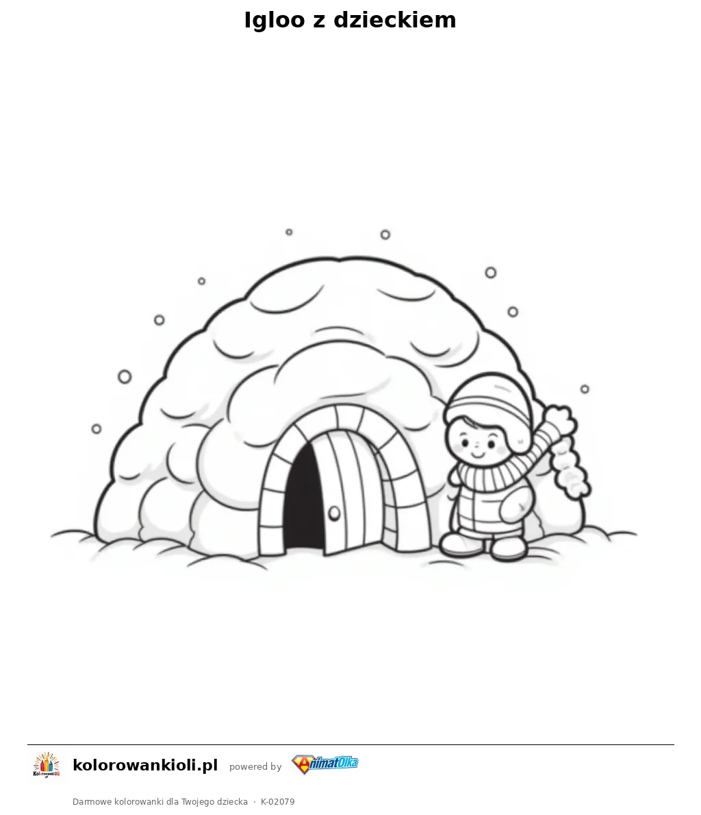 Igloo z dzieckiem — kolorowanka do wydruku dla dzieci