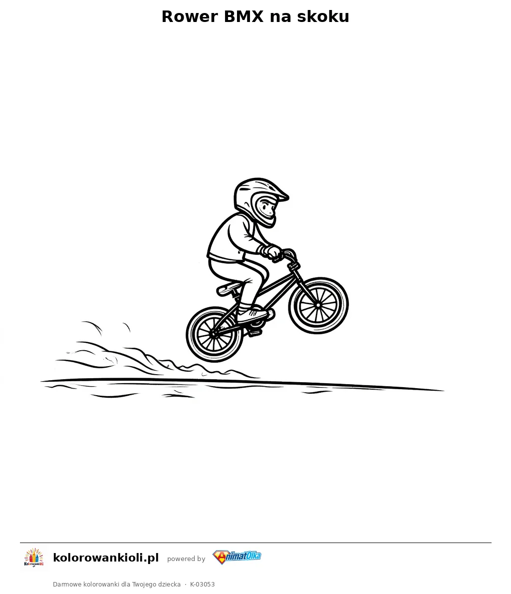 Rower BMX na skoku — kolorowanka do wydruku dla dzieci