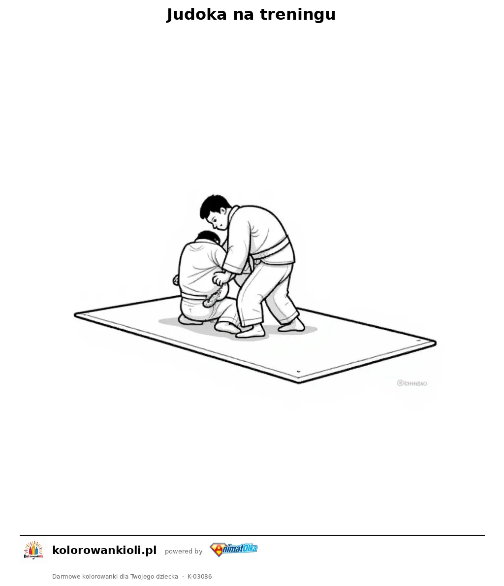 Judoka na treningu — kolorowanka do wydruku dla dzieci
