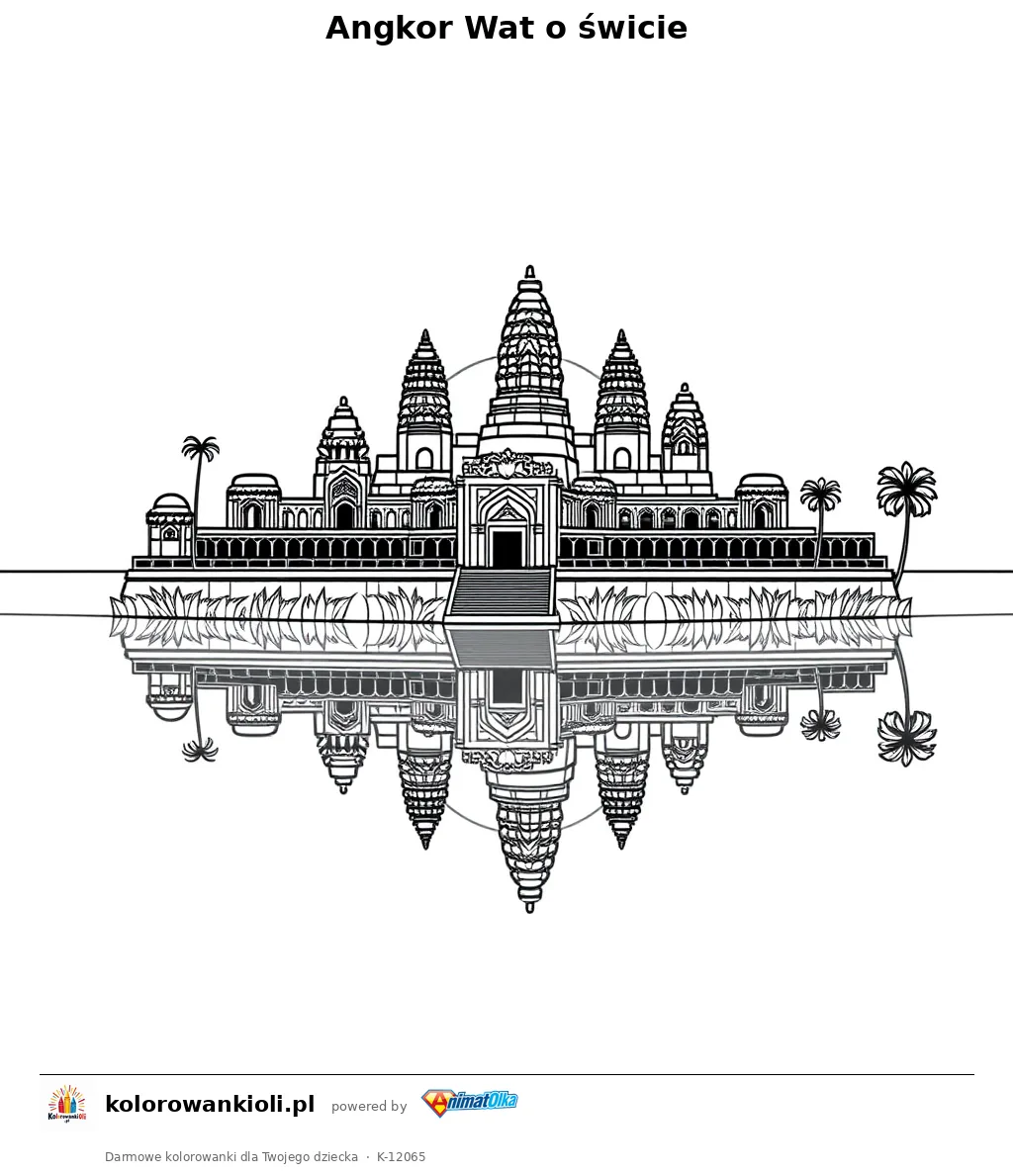 Angkor Wat o świcie — kolorowanka do wydruku dla dzieci