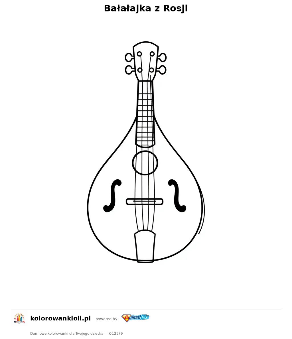 Balalajka z Rosji — kolorowanka do wydruku dla dzieci