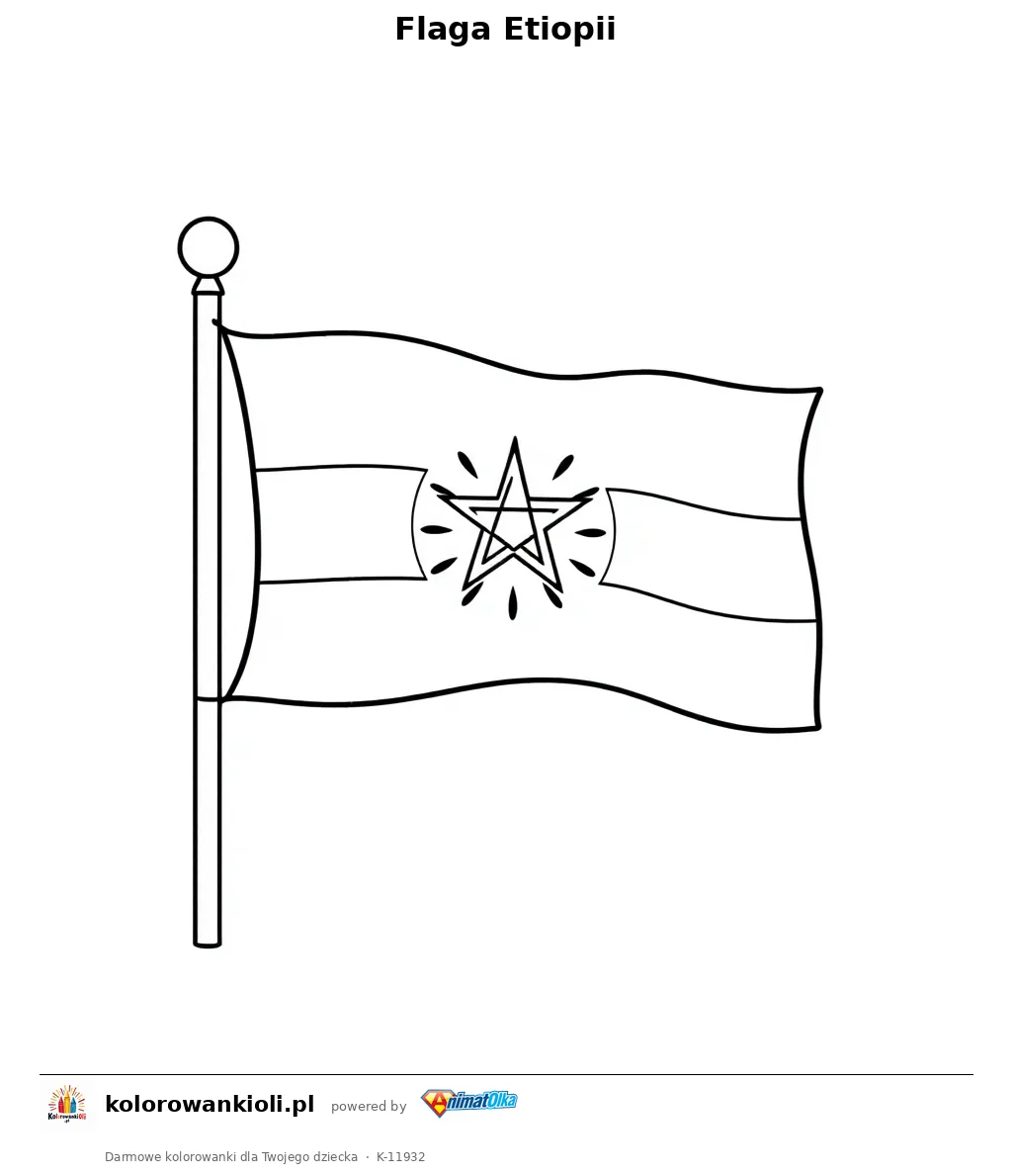 Flaga Etiopii — kolorowanka do wydruku dla dzieci