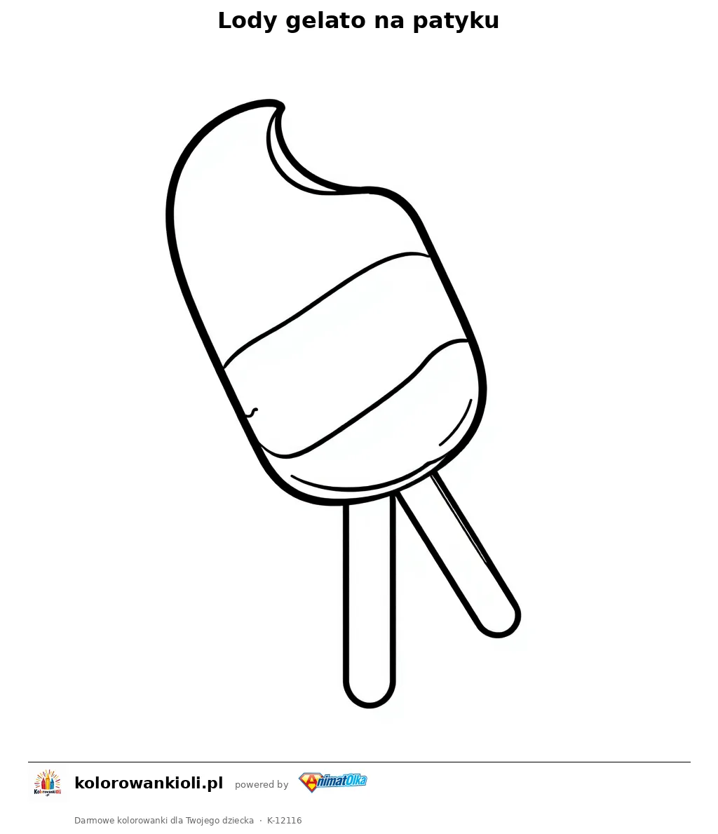 Lody gelato na patyku — kolorowanka do wydruku dla dzieci