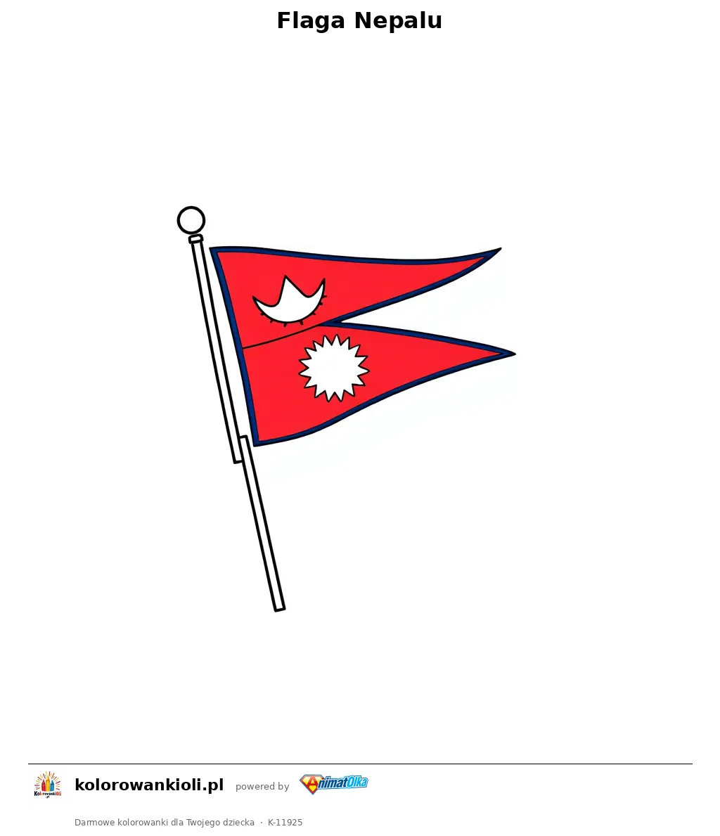 Flaga Nepalu — kolorowanka do wydruku dla dzieci