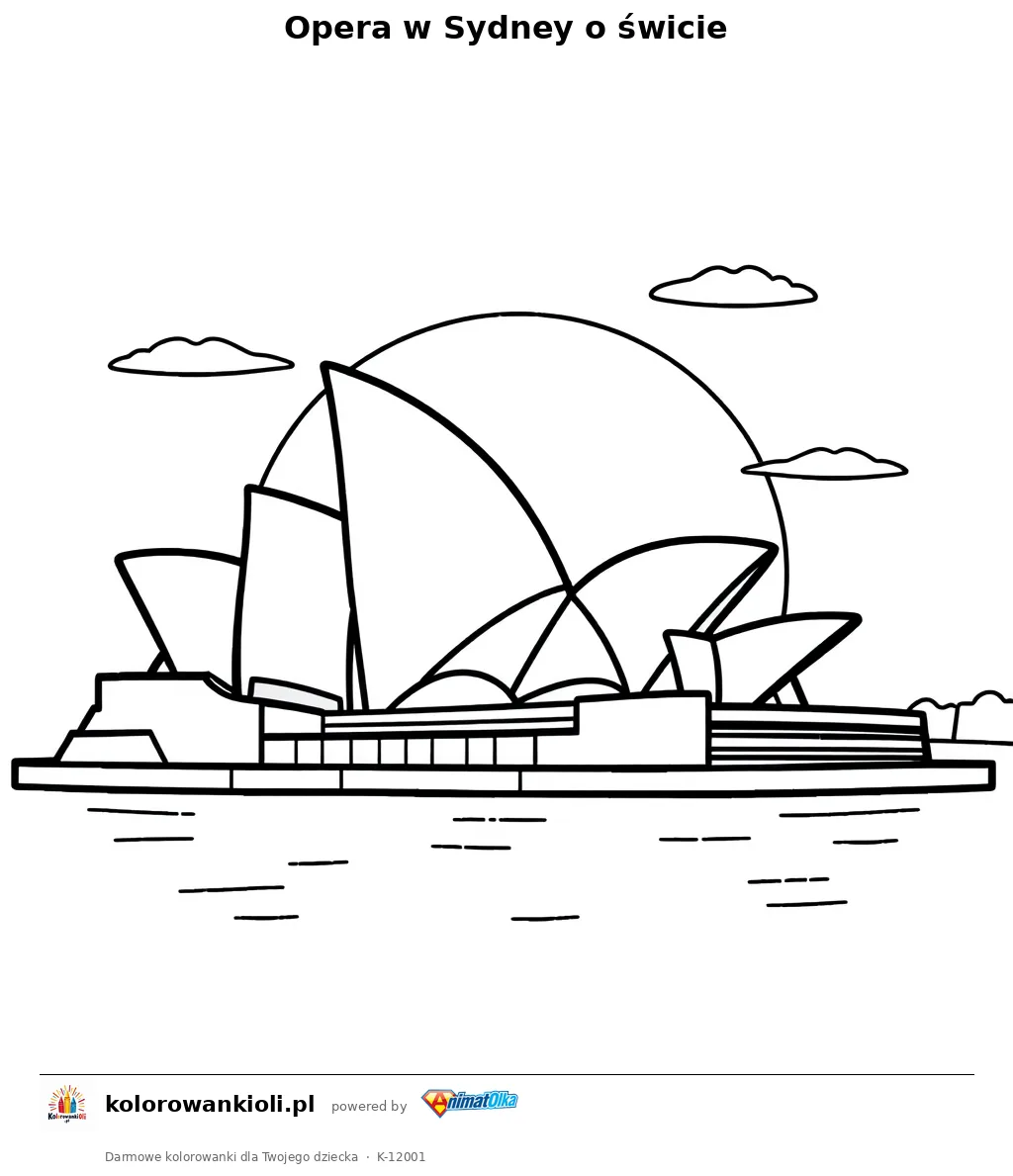 Opera w Sydney o świcie — kolorowanka do wydruku dla dzieci