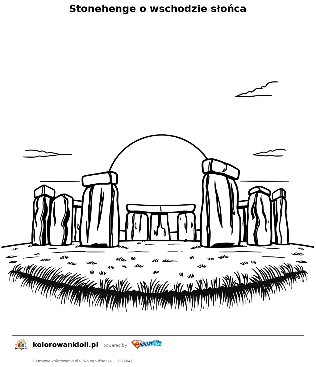 Stonehenge o wschodzie slonca — kolorowanka do wydruku dla dzieci