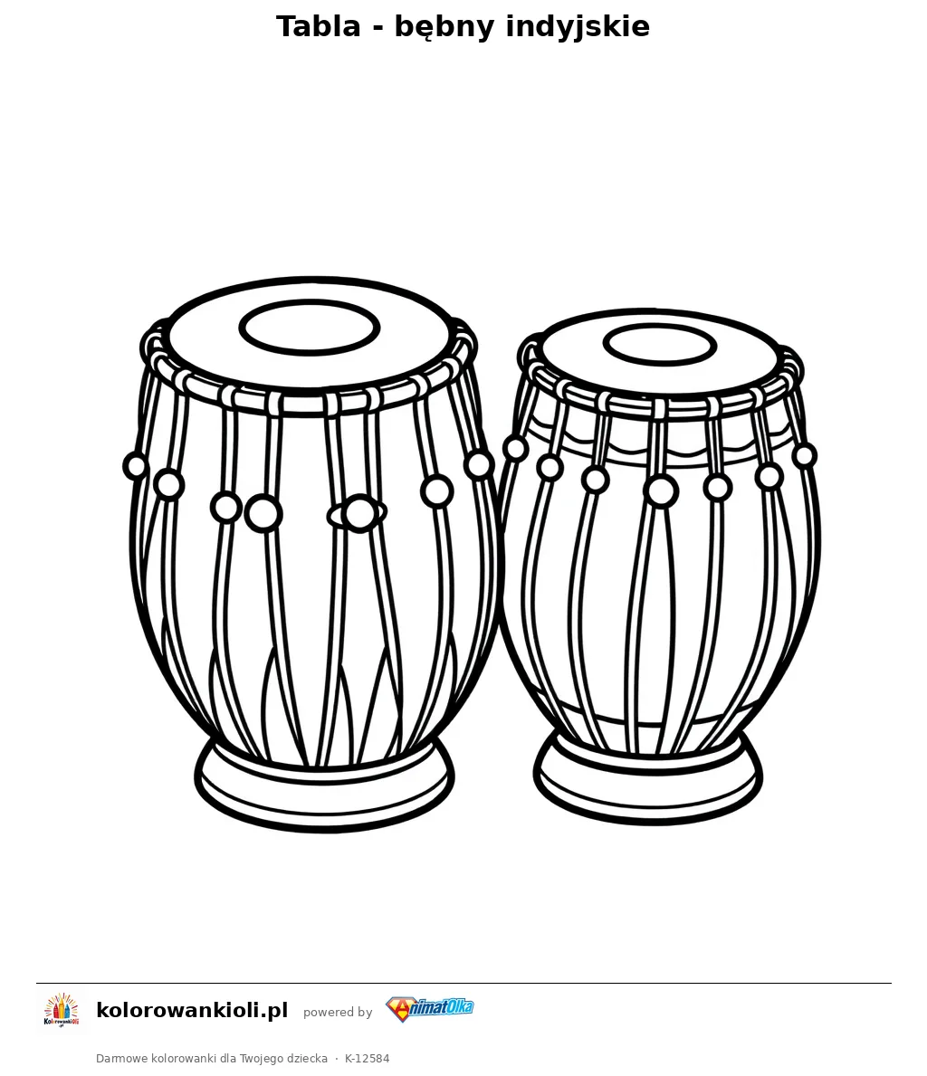 Tabla - bebny indyjskie — kolorowanka do wydruku dla dzieci
