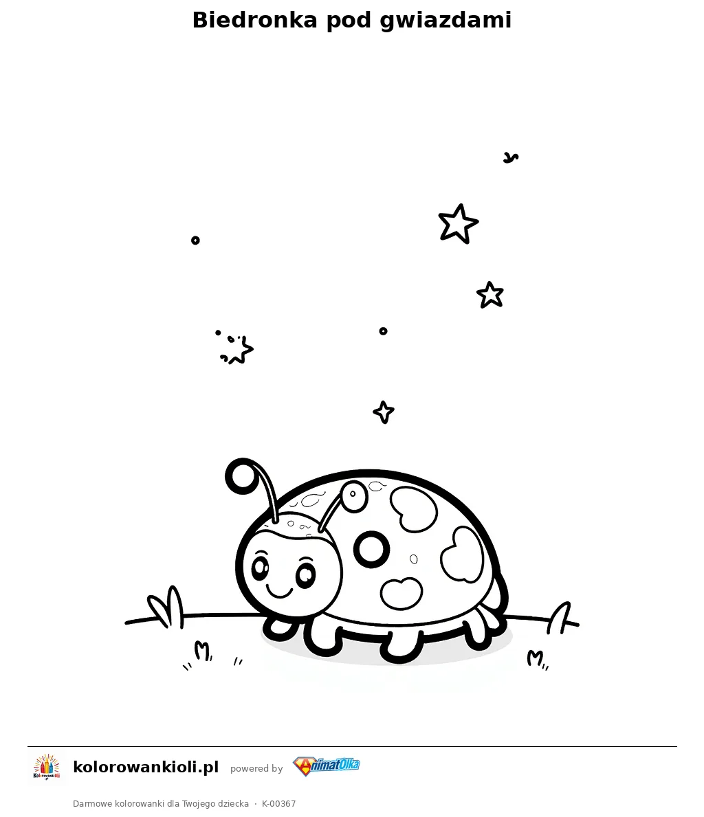 Biedronka pod gwiazdami — kolorowanka do wydruku dla dzieci