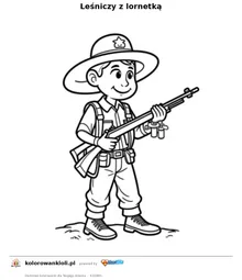 Leśniczy z lornetką — kolorowanka do wydruku dla dzieci