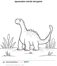 Iguanodon wśród skrzypów — kolorowanka do wydruku dla dzieci