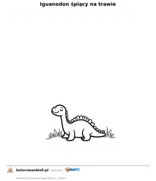 Iguanodon śpiący na trawie — kolorowanka do wydruku dla dzieci