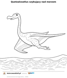 Quetzalcoatlus szybujący nad morzem — kolorowanka do wydruku dla dzieci