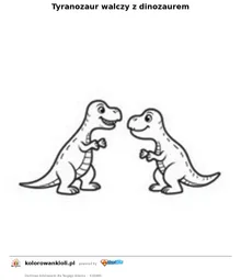 Tyranozaur walczy z dinozaurem — kolorowanka do wydruku dla dzieci
