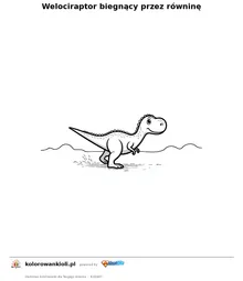 Welociraptor biegnący przez równinę — kolorowanka do wydruku dla dzieci