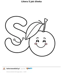 Litera Ś jak śliwka — kolorowanka do wydruku dla dzieci