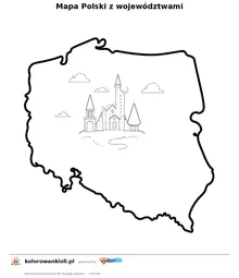 Mapa Polski z województwami — kolorowanka do wydruku dla dzieci