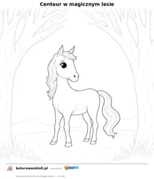 Centaur w magicznym lesie — kolorowanka do wydruku dla dzieci