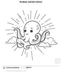 Kraken wśród chmur — kolorowanka do wydruku dla dzieci
