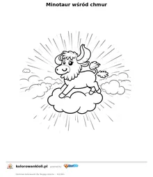 Minotaur wśród chmur — kolorowanka do wydruku dla dzieci