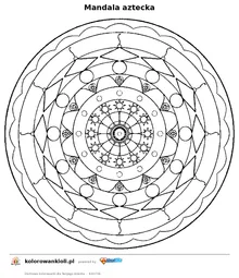 Mandala aztecka — kolorowanka do wydruku dla dzieci
