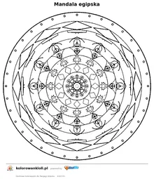 Mandala egipska — kolorowanka do wydruku dla dzieci