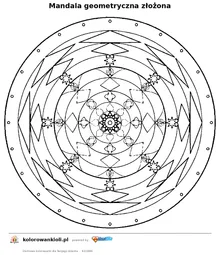 Mandala geometryczna złożona — kolorowanka do wydruku dla dzieci
