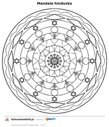 Mandala hinduska — kolorowanka do wydruku dla dzieci