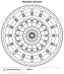 Mandala spiralna — kolorowanka do wydruku dla dzieci