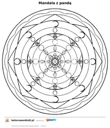 Mandala z pandą — kolorowanka do wydruku dla dzieci