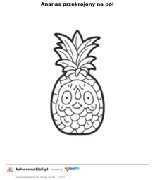 Ananas przekrojony na pół — kolorowanka do wydruku dla dzieci