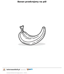 Banan przekrojony na pół — kolorowanka do wydruku dla dzieci