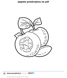 Jagoda przekrojona na pół — kolorowanka do wydruku dla dzieci