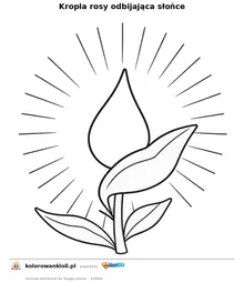 Kropla rosy odbijająca słońce — kolorowanka do wydruku dla dzieci
