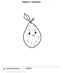 Melon z listkiem — kolorowanka do wydruku dla dzieci