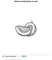 Melon przekrojony na pół — kolorowanka do wydruku dla dzieci