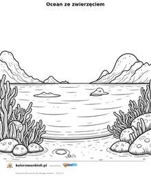Ocean ze zwierzęciem — kolorowanka do wydruku dla dzieci