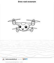 Dron nad oceanem — kolorowanka do wydruku dla dzieci