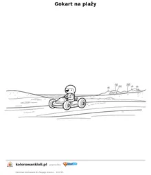 Gokart na plaży — kolorowanka do wydruku dla dzieci
