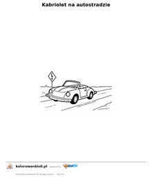 Kabriolet na autostradzie — kolorowanka do wydruku dla dzieci