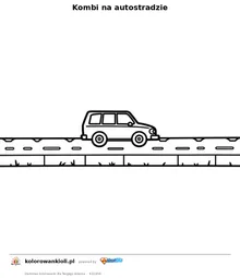 Kombi na autostradzie — kolorowanka do wydruku dla dzieci