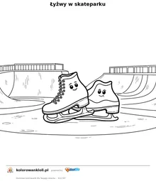 Łyżwy w skateparku — kolorowanka do wydruku dla dzieci