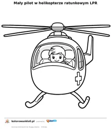 Mały pilot w helikopterze ratunkowym LPR — kolorowanka do wydruku dla dzieci
