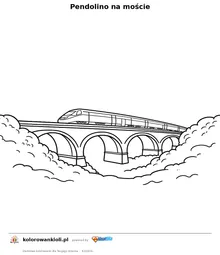 Pendolino na moście — kolorowanka do wydruku dla dzieci