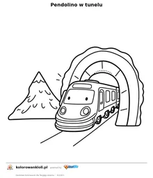 Pendolino w tunelu — kolorowanka do wydruku dla dzieci