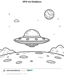 UFO na Księżycu — kolorowanka do wydruku dla dzieci
