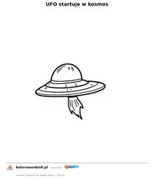 UFO startuje w kosmos — kolorowanka do wydruku dla dzieci