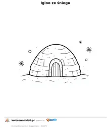 Igloo ze śniegu — kolorowanka do wydruku dla dzieci
