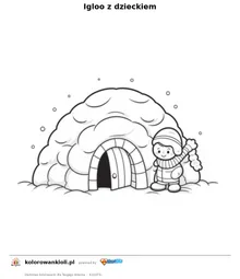 Igloo z dzieckiem — kolorowanka do wydruku dla dzieci